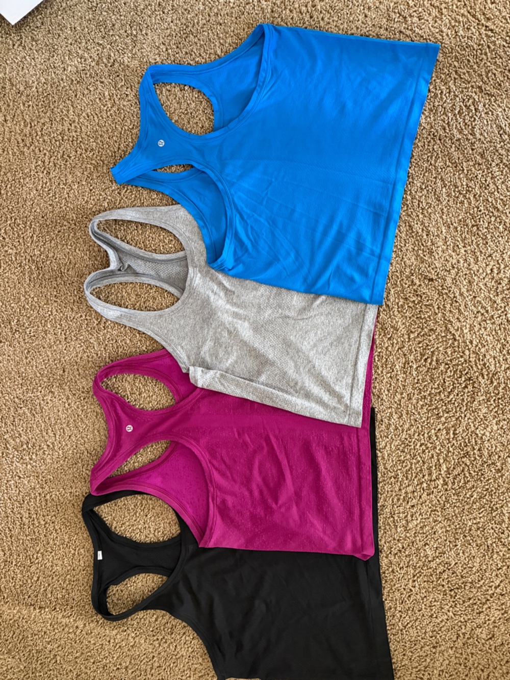 lululemon athletica Racerback Tank Tops size large - Black, Pink, Gray, Blue